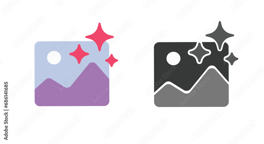 Poster image photo pic enhance icon vector simple, thumbnail visual filter effect quality improve refine sy