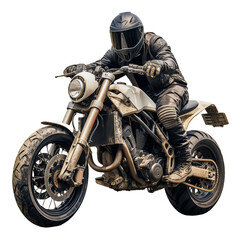 A motorcycle with a mask standing isolated on transparent background