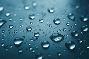 Close up water drops on color surface.