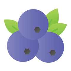 Trendy icon of colorful, flatberries, organic chokeberries, berries with leaf, healthy vector design