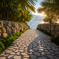 beautiful paved walking path