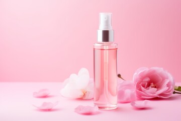 Obraz na płótnie Canvas Hydrating serum for skin treatment, pink pastel background