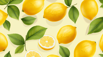 Colorful seamless pattern of lemon