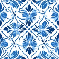 Fototapeta na wymiar Portuguese Blue Tile Pattern | generative AI