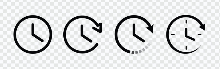 Timeless design captured in a clock with arrow circle icon. Vector illustration for a versatile and stylish time symbol.