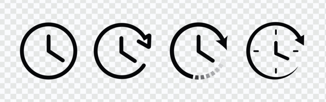 Timeless design captured in a clock with arrow circle icon. Vector illustration for a versatile and stylish time symbol.