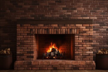 A fireplace with a wood burning inside