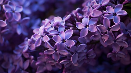 Abstract dark pastel purple lilac flowers close up. Summer minimal floral background.