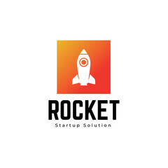 Rocket launch logo vector template. Creative rocket flight startup fly launch vector logo design