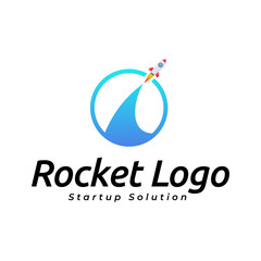 Rocket launch logo vector template. Creative rocket flight startup fly launch vector logo design