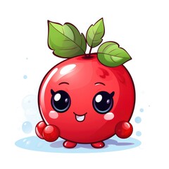 Obraz premium Cute cartoon 3d character cranberry with eyes.