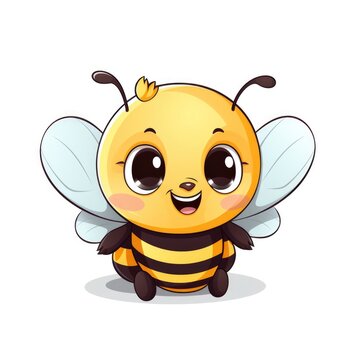 Cute cartoon 3d character bee on white background