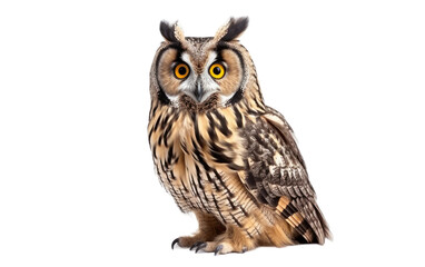 Long-Eared Owl Stealthy night predator Isolated on a Transparent Background PNG.