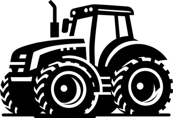 Modern Farm Tractor Silhouette Icon Illustration