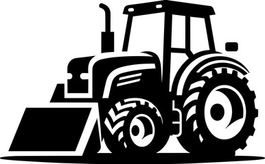Modern Farm Tractor Silhouette Icon Illustration - obrazy, fototapety, plakaty