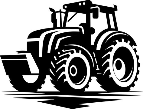 Modern Farm Tractor Silhouette Icon Illustration