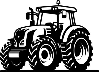 Modern Farm Tractor Silhouette Icon Illustration