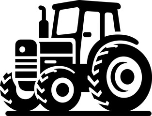 Modern Farm Tractor Silhouette Icon Illustration