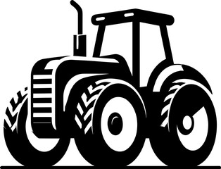 Modern Farm Tractor Silhouette Icon Illustration