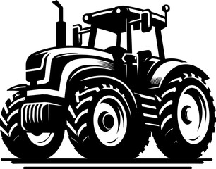Modern Farm Tractor Silhouette Icon Illustration