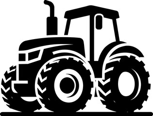 Modern Farm Tractor Silhouette Icon Illustration