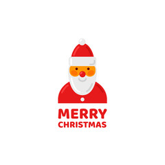 Santa flat icon greeting text Merry Christmas. Vector illustration. Minimal noel corporate design templates, invitation