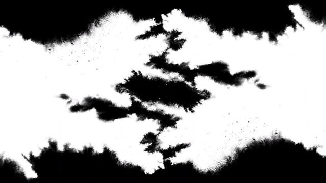black ink streams crossing effect grunge punk and dirty  title template abstract background video effect film quality details 4k rorschach 