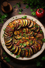 Ratatouille france food on wooden table . French cuisine - 686147492