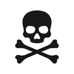 Skull and Crossbones Icon on White Background. Skull with Crossbones Vector illustration