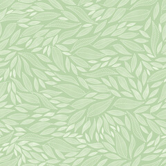 Vector illustration. Seamless pattern of leaves on a green background. Print for textiles, for packaging, product design.