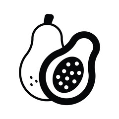 Papaya vector in flat design style, healthy and organic food