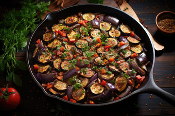Ratatouille france food on wooden table . French cuisine - 686147694