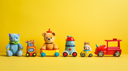 Different colorful childrens toys