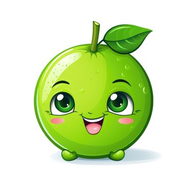 Cute cartoon 3d character lime with eyes on white background