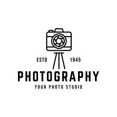 Photo studio logo vintage vector. Hipster and retro style. Perfect for your business design.