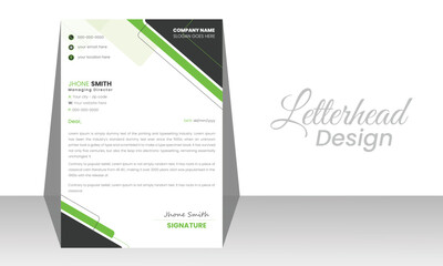 minimal green business letterhead design layout.