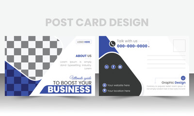 Corporate business postcard design template vector. postcard or EDDM postcard design template