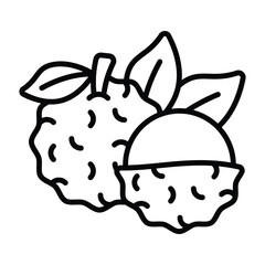 Lychee fruit vector design isolated on white background, healthy and organic food