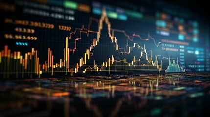 Graphic stock market, trade graphs background.