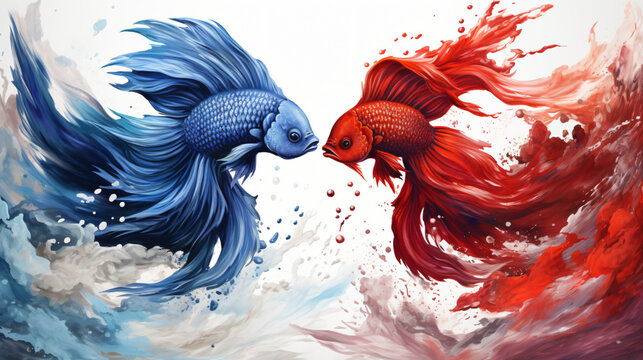 Fighting fish Red blue