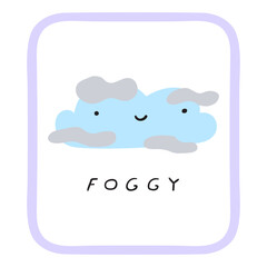 Foggy. Cute icon. Weather forecast card. Kids education concept. Vector flat illustration