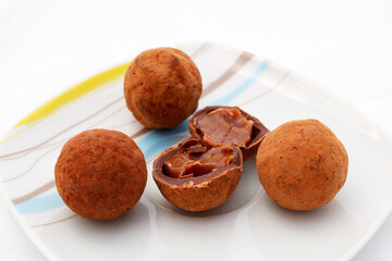 Chocolate bonbons filled with caramel