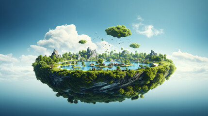 Floating islands with trees Lakee