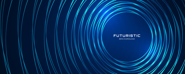 3D blue techno abstract background overlap layer on dark space with glowing circles shape decoration. Modern graphic design element lines style concept for web banner, flyer, card or brochure cover