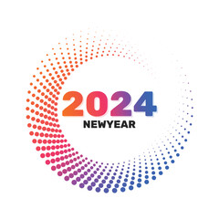 Happy new year 2024 creative halftone circles textured background design