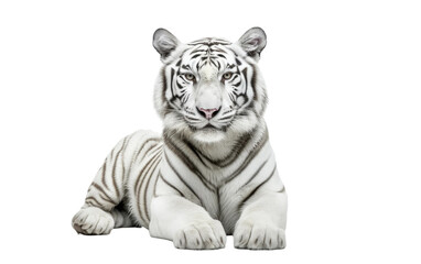White tiger Rare genetic mutation. Isolated on a Transparent Background PNG.