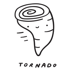 Cute tornado. Weather forecast icon. Learning. Kids education concept. Vector illustration