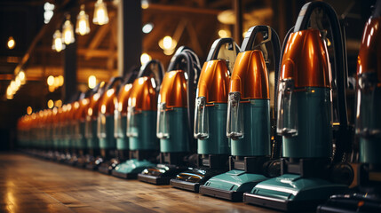 Vacuum cleaners in a shop.
