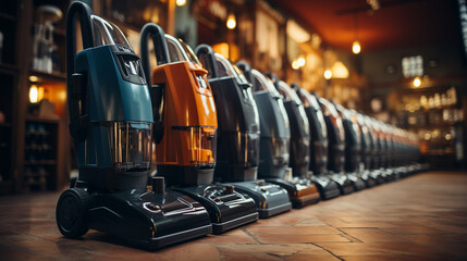Vacuum cleaners in a shop.