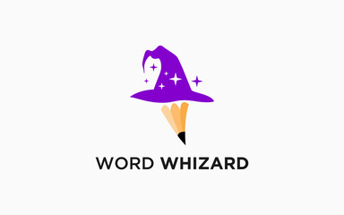 witch with pencil logo icon design Vector design template inspiration